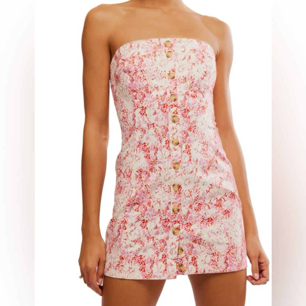 Free People Tomas Pink Mini Dress Button Detail Size XL NWT - Send Offers